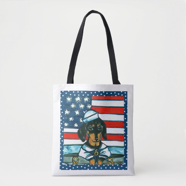 Bolso De Tela Dachshund de la Marina  (Anverso)