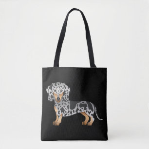 Bolso De Tela Dachshund de pelo corto manchado negro y bronceado