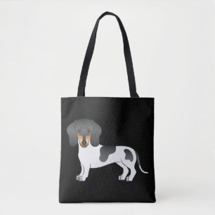 Bolso De Tela Dachshund de pelo corto piebald negro y bronceado 