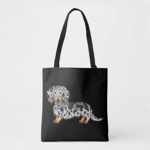 Bolso De Tela Dachshund de pelo largo manchado negro y fuego sob