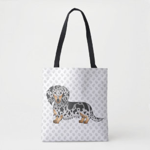 Bolso De Tela Dachshund de pelo largo y manchas negras y canela