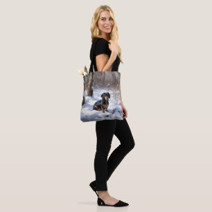 Bolso De Tela Dachshund Deja que nieve Navidad