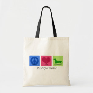 Bolso De Tela Dachshund del amor de la paz