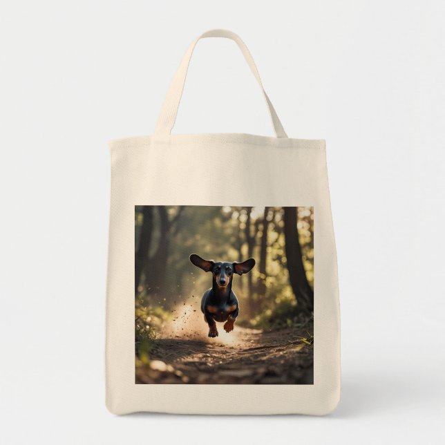 Bolso De Tela Dachshund Elegant Grocery Tote Bag (Frente)