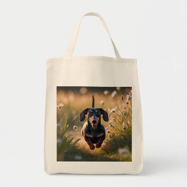 Bolso De Tela Dachshund Elegant Grocery Tote Bag (Frente)