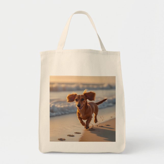 Bolso De Tela Dachshund Elegant Grocery Tote Bag (Frente)