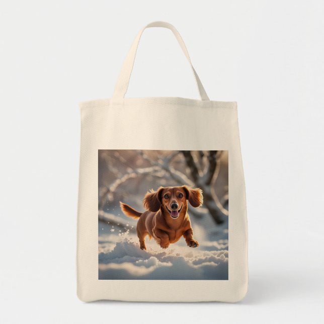 Bolso De Tela Dachshund Elegant Grocery Tote Bag (Frente)