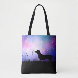 Bolso De Tela Dachshund en Dusk Moonscape Perro Wiener Hermoso