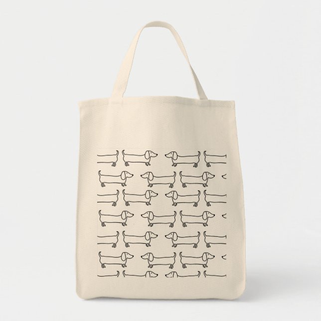 Bolso De Tela Dachshund en negro-blanco (Frente)