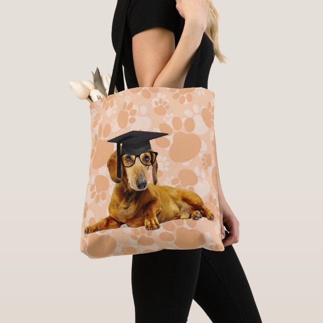 Bolso De Tela Dachshund Graduate Tote Bag (Detalle)