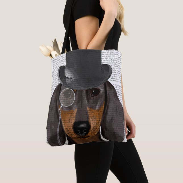 Bolso De Tela Dachshund, hound formal y Gorra (Detalle)