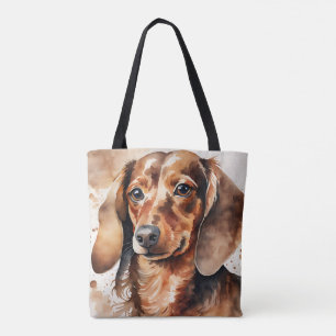Bolso De Tela Dachshund marrón