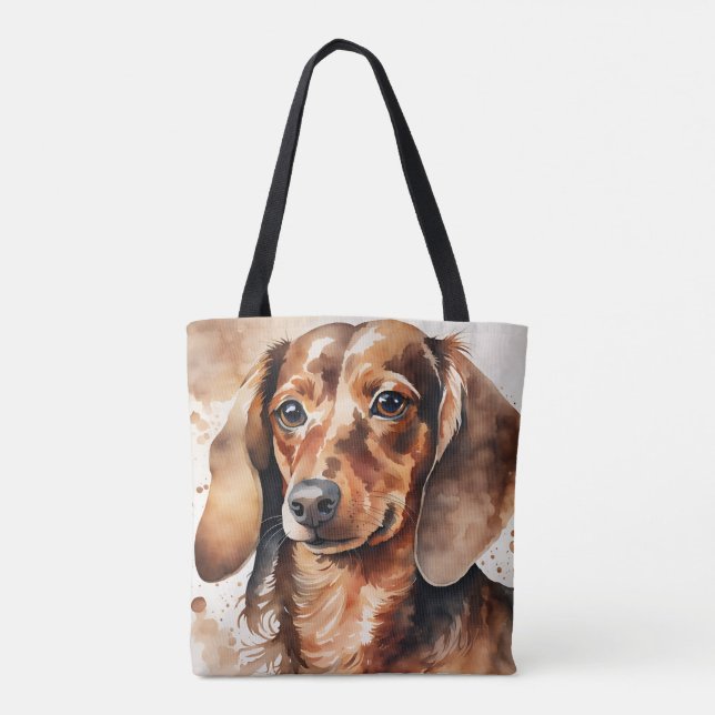 Bolso De Tela Dachshund marrón (Reverso)