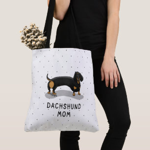 Bolso De Tela Dachshund Mom (S black & tan)