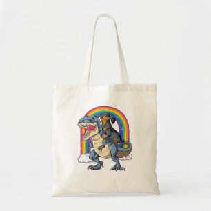 Bolso De Tela Dachshund montando la camiseta de dinosaurio para 