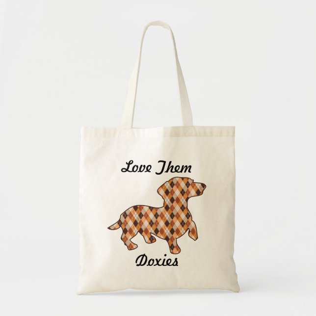 Bolso De Tela Dachshund Plaid (Frente)