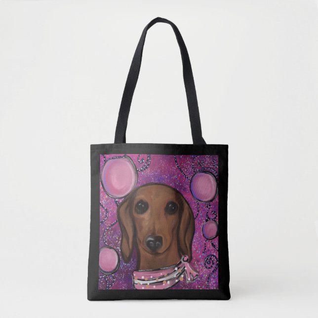 Bolso De Tela Dachshund Rojo (Anverso)
