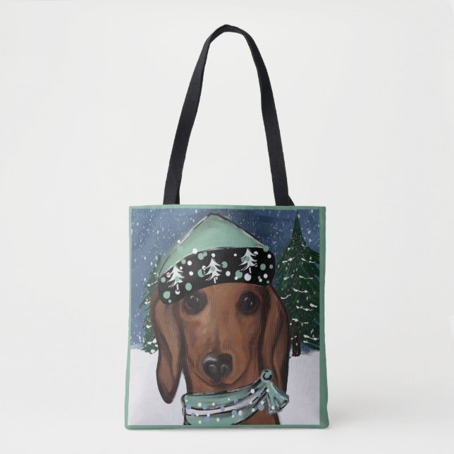 Bolso De Tela Dachshund Rojo (Anverso)