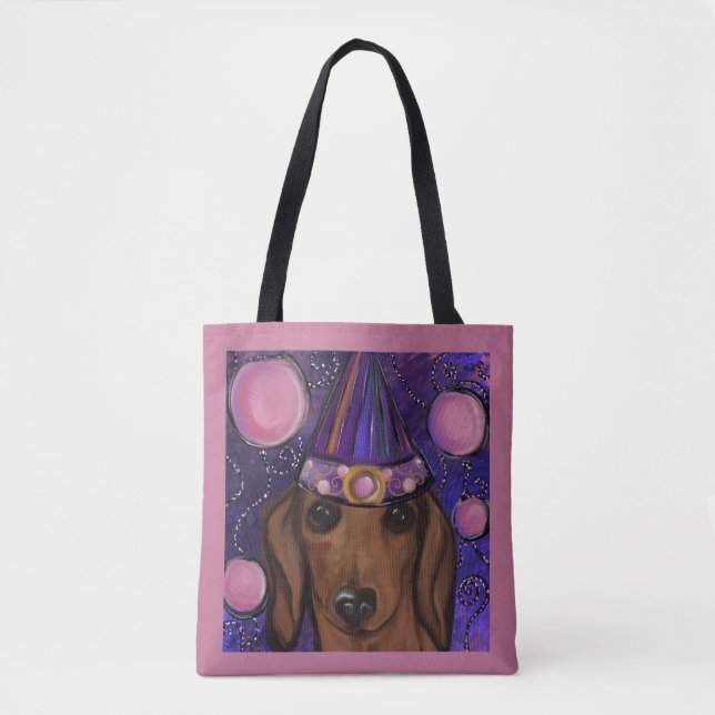 Bolso De Tela Dachshund Rojo (Anverso)