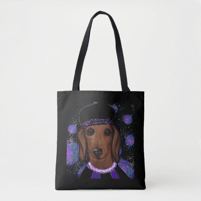 Bolso De Tela Dachshund Rojo (Anverso)