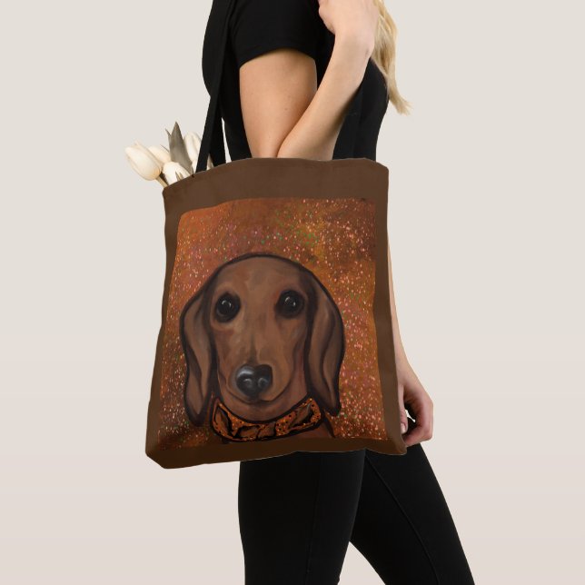 Bolso De Tela Dachshund Rojo (Detalle)