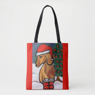 Bolso De Tela Dachshund Rojo