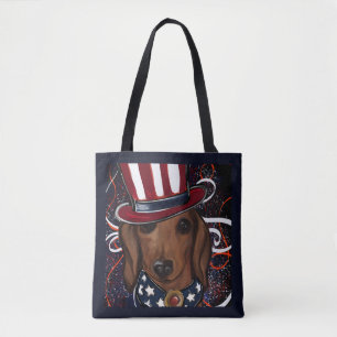 Bolso De Tela Dachshund Rojo