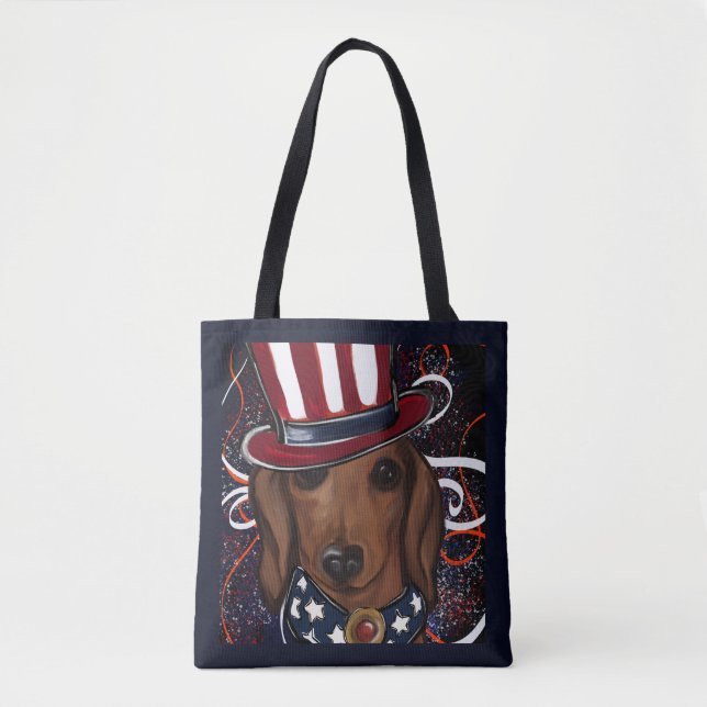 Bolso De Tela Dachshund Rojo         (Anverso)