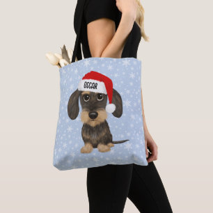 Bolso De Tela Dachshund Santa Teckel Dog Nombre personalizado