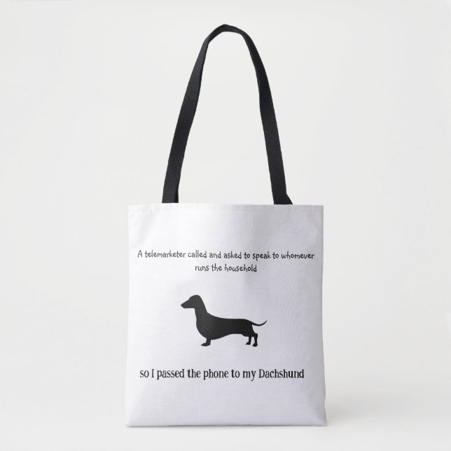 Bolso De Tela Dachshund Silhouette Funny (Anverso)
