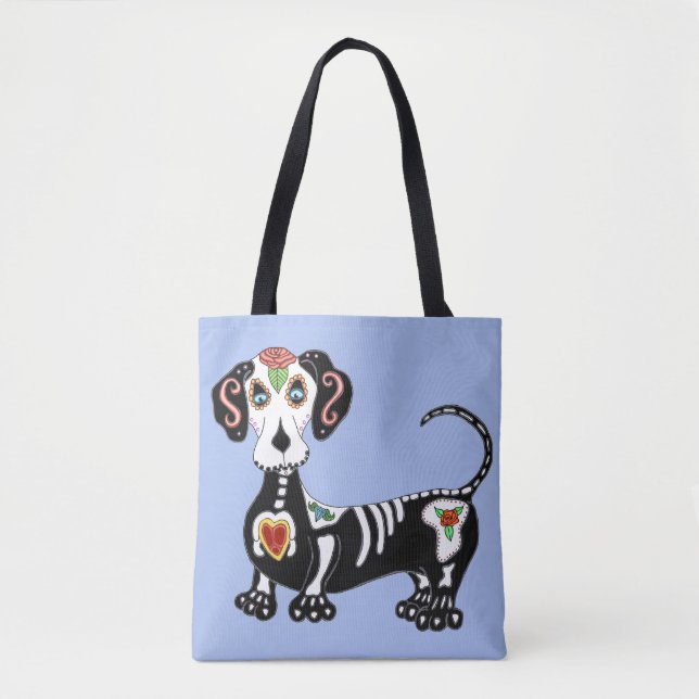 Bolso De Tela Dachshund Sugar Skull (Anverso)