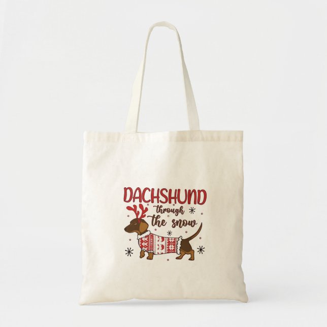 Bolso De Tela Dachshund Through The Snow Christmas Dog Lover (Frente)