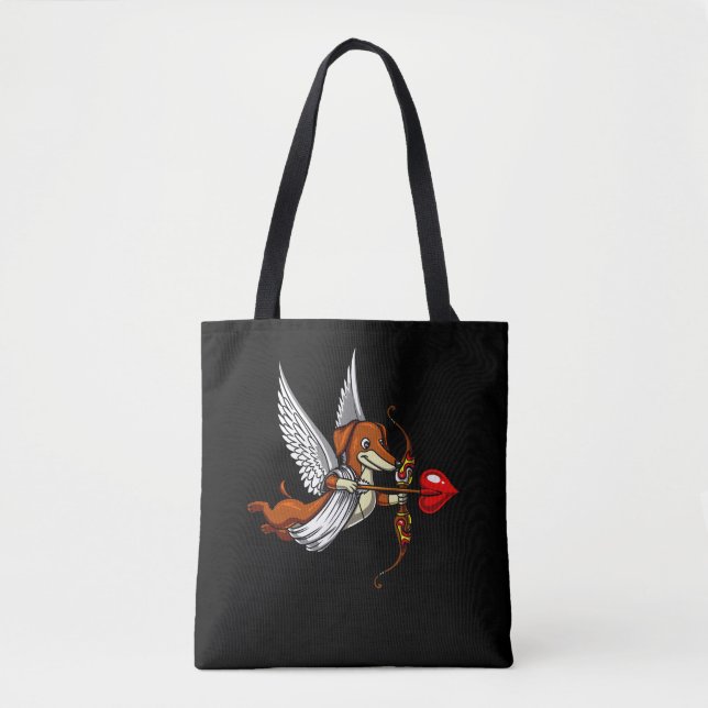 Bolso De Tela Dachshund Wiener Dog Cute Cupido Mascota (Anverso)