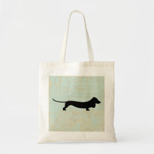 Bolso De Tela Dachshund Wiener Dog Silhouette sobre música Verd