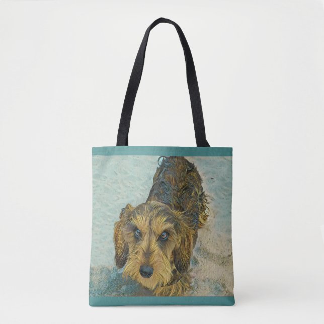 Bolso De Tela dachshund wirehaired (Anverso)