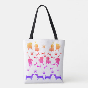 Bolso De Tela Dachshunds de perro, estrellas y tonalidades de pe