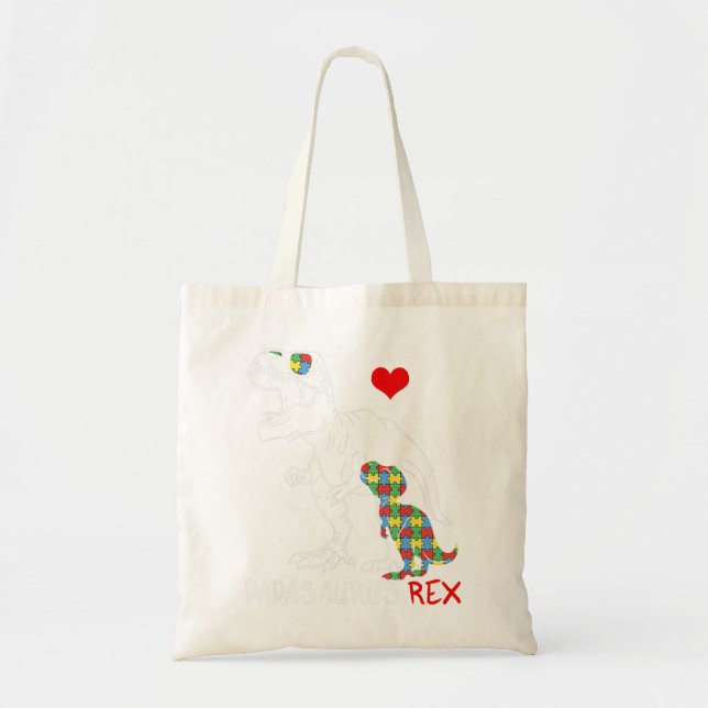 Bolso De Tela Dadasaurus Daddy Rex Autism Awareness Proud Dad Fa (Frente)