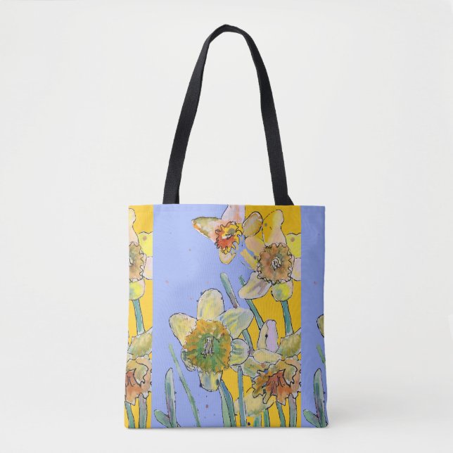 Bolso De Tela Daffodil Acuarela Floral Damas Arte Tote Bag (Anverso)