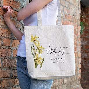 Bolso De Tela Daffodil amarillo acuarela floral ducha de novia
