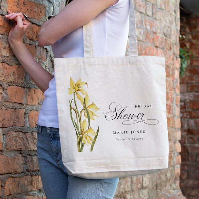 Bolso De Tela Daffodil amarillo acuarela floral ducha de novia (Subido por el creador)
