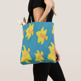 Bolso De Tela Daffodils sobre fondo azul Tote Bag