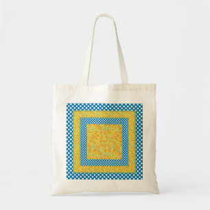 Bolso De Tela Daffodils y puntos de Polka azul y blanco