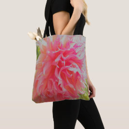 Bolso De Tela Dahlia decorativa elegante de coral y rosa