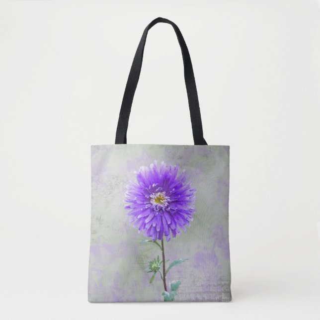 Bolso De Tela dahlia morada acuarela (Anverso)