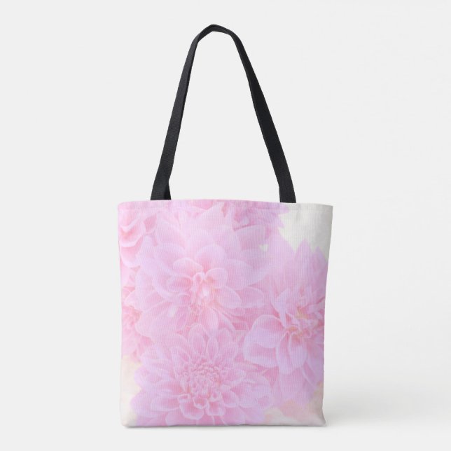 Bolso De Tela Dahlias En Rosa Suave (Reverso)