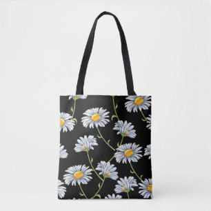 Bolso De Tela Daisies acuarelas: fondo de cosecha floral