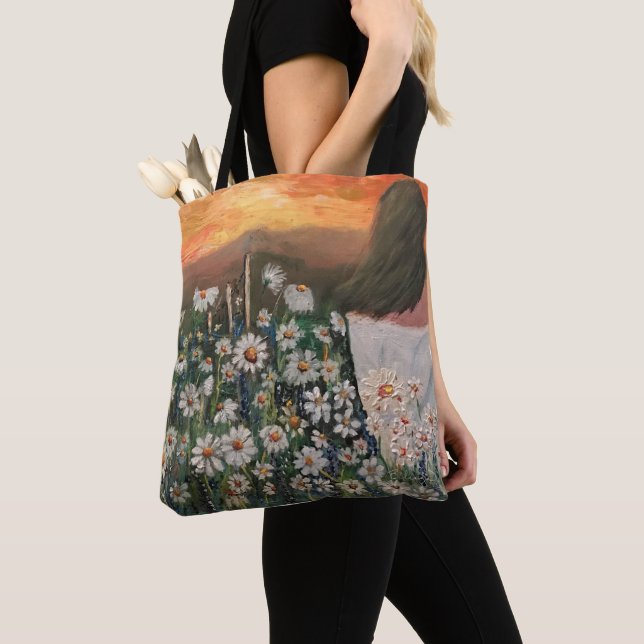 Bolso De Tela Daisies al atardecer (Detalle)
