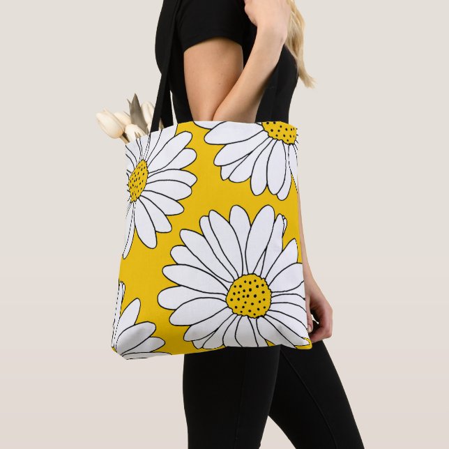 Bolso De Tela Daisies amarillos y blancos 2 (Detalle)