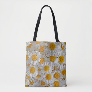 Bolso De Tela Daisies blancos: Hermoso fondo floral