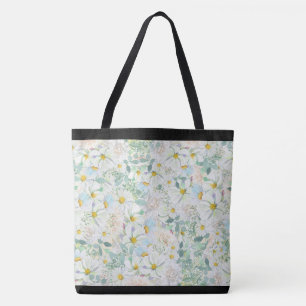Bolso De Tela Daisies de color de agua de Pastel Delicado